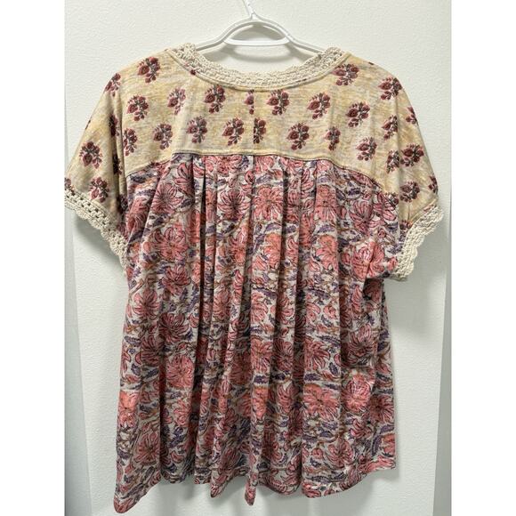 Suzanne‎ Betro Weekend Women’s Large Cream Pink Floral V-Neck - Picture 2 of 10